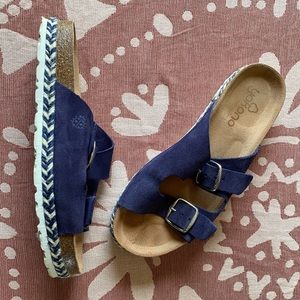 Navy Blue Suede Sandals size 9 like birkenstock